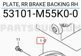 Suzuki 53101M55K00 PLATE, RR BRAKE BACKING RH