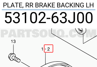 Suzuki 5310263J00 PLATE, RR BRAKE BACKING LH