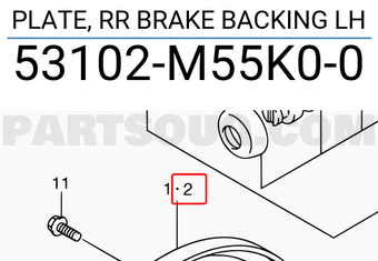 Suzuki 53102M55K00 PLATE, RR BRAKE BACKING LH