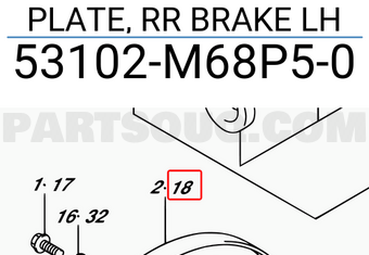 Suzuki 53102M68P50 PLATE, RR BRAKE LH