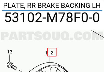 Suzuki 53102M78F00 PLATE, RR BRAKE BACKING LH