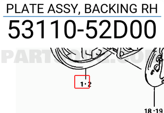 Suzuki 5311052D00 PLATE ASSY, BACKING RH