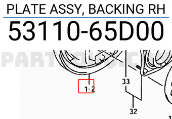 Suzuki 5311065D00 PLATE ASSY, BACKING RH