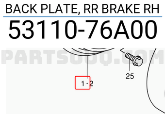Suzuki 5311076A00 BACK PLATE, RR BRAKE RH