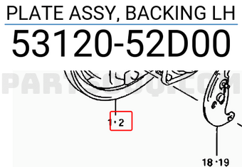 Suzuki 5312052D00 PLATE ASSY, BACKING LH