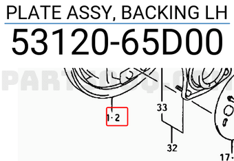 Suzuki 5312065D00 PLATE ASSY, BACKING LH