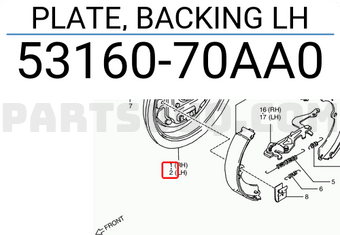 Suzuki 5316070AA0 PLATE, BACKING LH