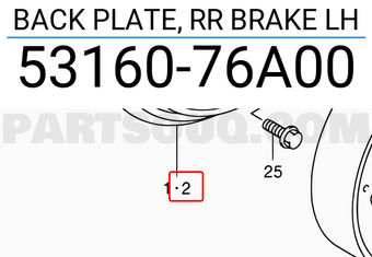 Suzuki 5316076A00 BACK PLATE, RR BRAKE LH