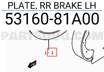 Suzuki 5316081A00 PLATE, RR BRAKE LH