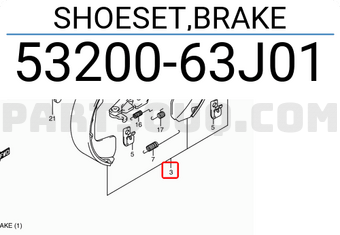 Suzuki 5320063J01 SHOESET,BRAKE