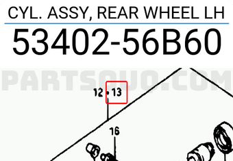 Suzuki 5340256B60 CYL. ASSY, REAR WHEEL LH