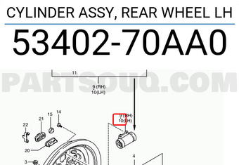 Suzuki 5340270AA0 CYLINDER ASSY, REAR WHEEL LH
