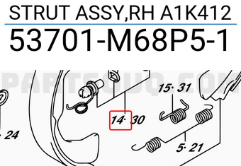 Suzuki 53701M68P51 STRUT ASSY,RH A1K412