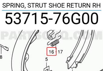 Suzuki 5371576G00 SPRING, STRUT SHOE RETURN RH