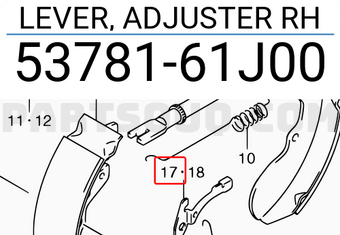 Suzuki 5378161J00 LEVER, ADJUSTER RH
