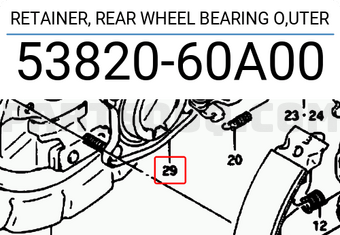 Suzuki 5382060A00 RETAINER, REAR WHEEL BEARING O,UTER