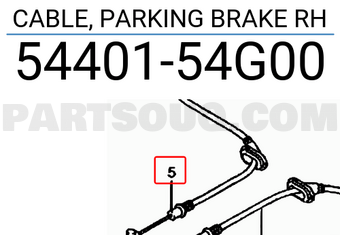 Suzuki 5440154G00 CABLE, PARKING BRAKE RH