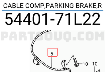 Suzuki 5440171L22 CABLE COMP,PARKING BRAKE,R