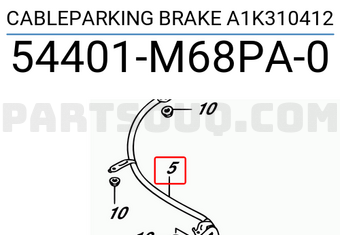 Suzuki 54401M68PA0 CABLEPARKING BRAKE A1K310412
