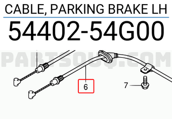 Suzuki 5440254G00 CABLE, PARKING BRAKE LH