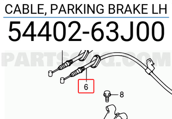 Suzuki 5440263J00 CABLE, PARKING BRAKE LH