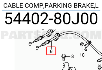 Suzuki 5440280J00 CABLE COMP,PARKING BRAKE,L