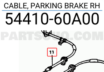 Suzuki 5441060A00 CABLE, PARKING BRAKE RH