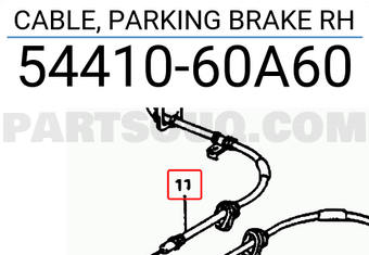 Suzuki 5441060A60 CABLE, PARKING BRAKE RH