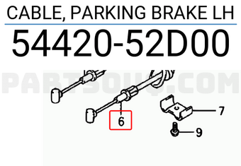 Suzuki 5442052D00 CABLE, PARKING BRAKE LH