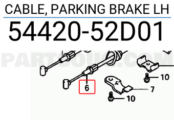 Suzuki 5442052D01 CABLE, PARKING BRAKE LH