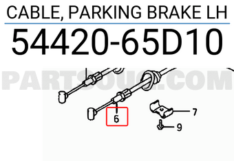 Suzuki 5442065D10 CABLE, PARKING BRAKE LH