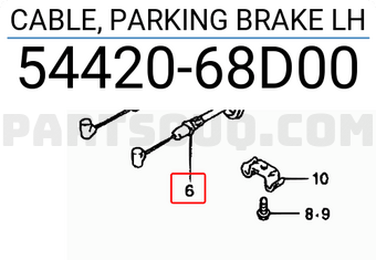 Suzuki 5442068D00 CABLE, PARKING BRAKE LH