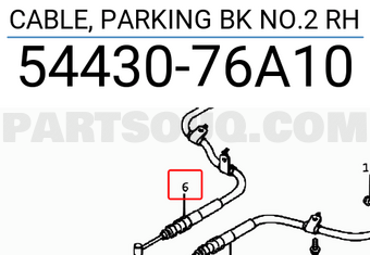 Suzuki 5443076A10 CABLE, PARKING BK NO.2 RH