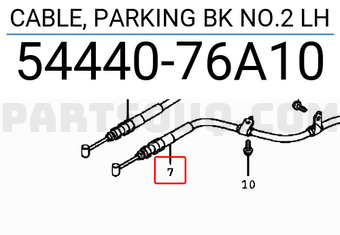 Suzuki 5444076A10 CABLE, PARKING BK NO.2 LH