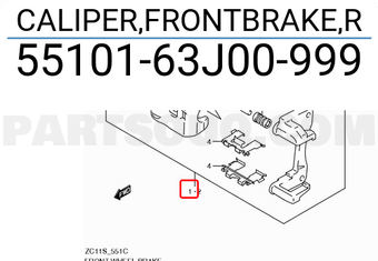 Suzuki 5510163J00999 CALIPER,FRONTBRAKE,R
