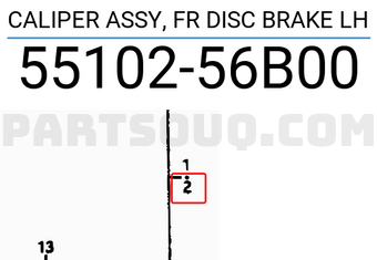 Suzuki 5510256B00 CALIPER ASSY, FR DISC BRAKE LH