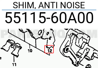 Suzuki 5511560A00 SHIM, ANTI NOISE