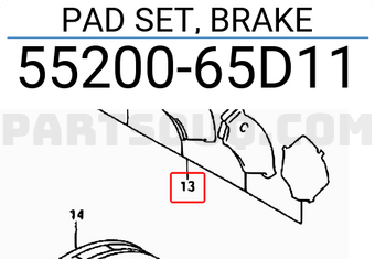 Suzuki 5520065D11 PAD SET, BRAKE