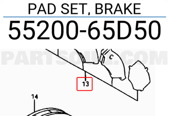 Suzuki 5520065D50 PAD SET, BRAKE