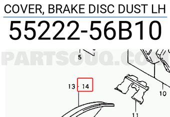 Suzuki 5522256B10 COVER, BRAKE DISC DUST LH