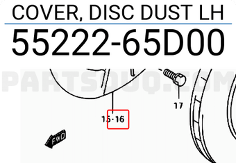 Suzuki 5522265D00 COVER, DISC DUST LH