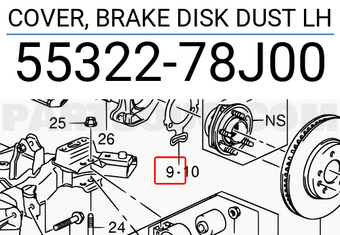 Suzuki 5532278J00 COVER, BRAKE DISK DUST LH
