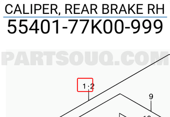 Suzuki 5540177K00999 CALIPER, REAR BRAKE RH