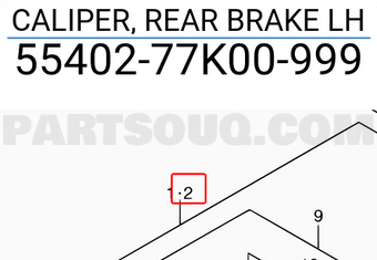 Suzuki 5540277K00999 CALIPER, REAR BRAKE LH