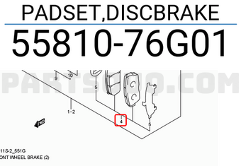 Suzuki 5581076G01 PADSET,DISCBRAKE