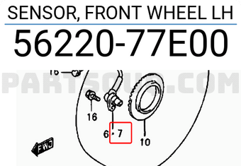 Suzuki 5622077E00 SENSOR, FRONT WHEEL LH