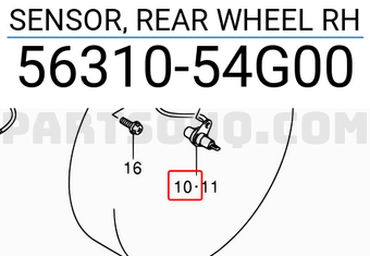 Suzuki 5631054G00 SENSOR, REAR WHEEL RH