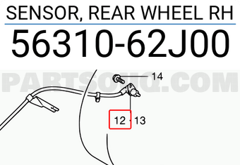 Suzuki 5631062J00 SENSOR, REAR WHEEL RH