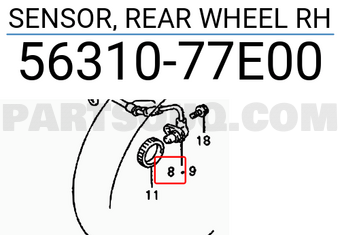 Suzuki 5631077E00 SENSOR, REAR WHEEL RH