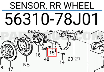 Suzuki 5631078J01 SENSOR, RR WHEEL